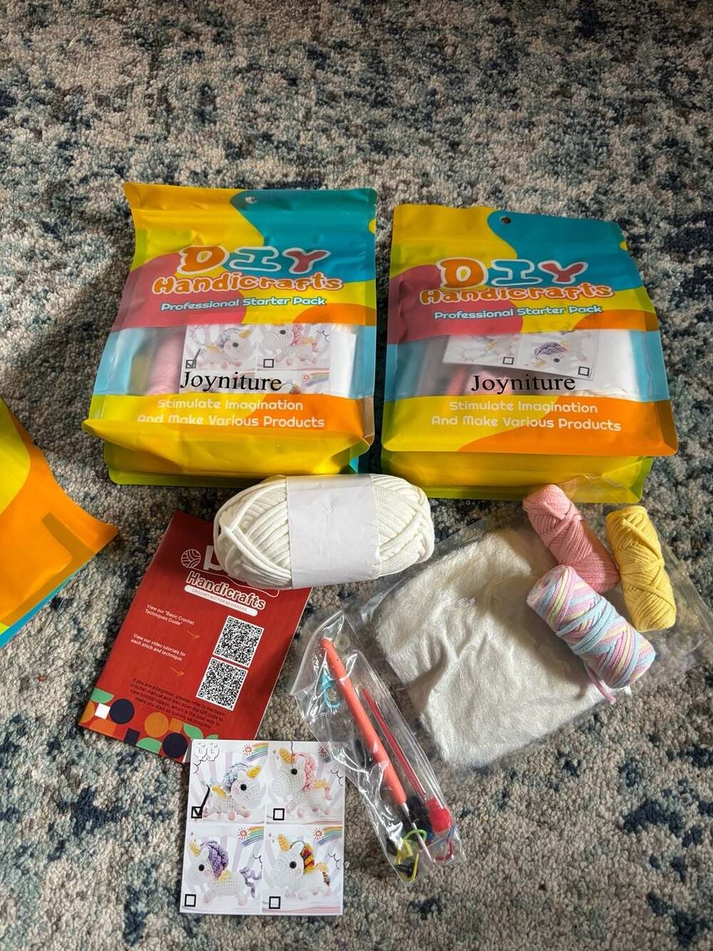 Lot of 3 Joyniture DIY Handicrafts Professional Starter Pack Crochet Kit Unicorn